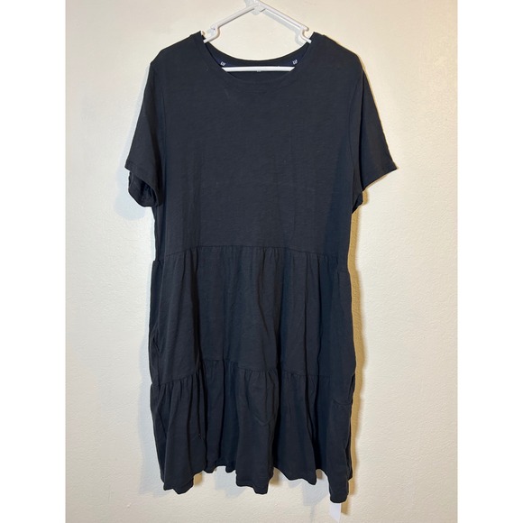 GAP Dresses & Skirts - Gap True Black Tiered T-Shirt Dress Short Sleeve Cotton Mini GP004071 XL NEW